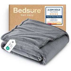Bedsure GentleSoft Fleece Blanket Twin Size Grey - 300GSM Lightweight Plush Fuzzy Cozy Soft Warm Blanket for Bed, Sofa, Couch, Travel, Camping, 60x80 inches
