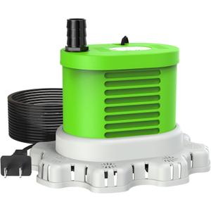 AgiiMan Pool Cover Pump Above Ground - 850 GPH Submersible Water Pump for Pool Draining, Portable Small Sump Pumps with 16' Drainage Hose and 25' Power Cord, 3 Adapters, Green