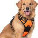 rabbitgoo Dog Harness No Pull with 2 Leash Clips, Adjustable Soft Padded, Reflective Oxford No Choke Pet Vest with Easy Control Handle for Large Dogs, Orange, XL