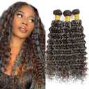 Bundles Human Hair P4/GREY 10 12 14 Inch Deep Wave Human Hair Bundles Highlight Chocolate mix Grey Unprocessed Brazilian Virgin Quick Weave Hair for Black Women