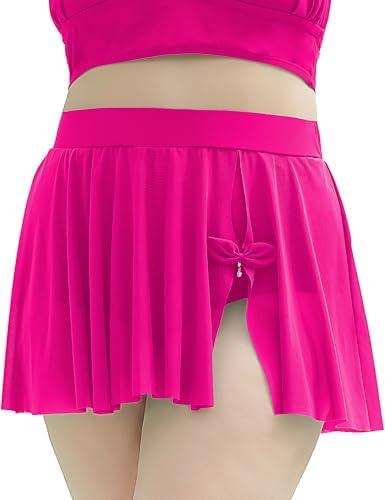 Curvagile Womens Plus Size High Waisted Swim Skirt Cover Up Split Golf Skort Built　in Brief High Rise Bikini Bottom Only 2026(Pink,5XL)