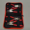 TOOLEAGUE 4 Pcs Mini Snap Ring Pliers Set, Circlip Pliers, 5 inches Internal/External Heavy Duty for Ring Remover Retaining Straight Bent Lock Ring Pliers Set (Red)