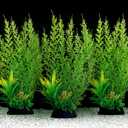 QUOZUO Fish Tank Accessories Large Plants, Green Fish Tank Decorations, Aquarium Decor Plastic Plants 3pcs