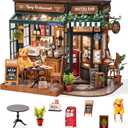 Rolife DIY Miniature House Kit for Adults, Mini Wooden Dollhouse Kit, Bakery Tiny House Diorama Building Kits-Birthday Christmas Craft Hobbies Gift for Teens Kids (Tipsy Restaurant)