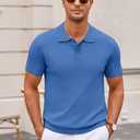 COOFANDY Mens Knit Polo Shirts Casual Short Sleeve Button Down Polo Shirt Classic Golf Shirts, S