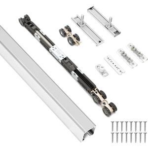 HBL 72Inch Pocket Door Hardware Kit with Soft Close Feature Heavy-Duty Aluminum Track Set, Smooth Sliding & Easy Installation Fits 23" to 36" Wide Single Doors, 72" Track Included.