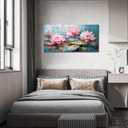 THRLVEART Lotus Bedroom Wall Decor for Women - Pink Flower Wall Decor for Bedroom - Modern Wall Art for Living Room Size 20" x 40"