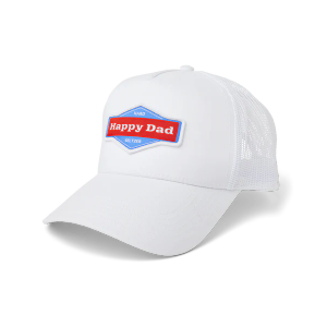 Happy Dad Trucker Hat, White, Trendy Mens Hats with Breathable Mesh Back, Adjustable Snap Closure, Birthday Gifts for Men and Women, Snapback Cap