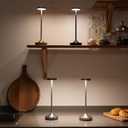 2 Pack LED Cordless Table Lamp RechargeableOutdoor Battery Operated Desk Lamp Touch 3 Color Dimming Portable Waterproof Night Light for Patio/Restaurant/Dining/Home (Chrome)