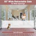 85 Inch Wide Baby Gate for Wide Openings Indoor Retractable Baby Gates Outdoor Retractable Dog Gate Mesh Gates for Kids or Pets Long Pet Gate for Doorways Long Dog Gate for Stairs, Porches, White