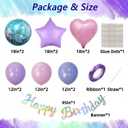 Mermaid Birthday Decorations for Girls Age 3-7, Purple Blue Pink Mermaid Theme Party Supplies with Large Shell Foil Balloons, Banner, Heart and Star Balloons for Kids Baby Shower (7th)