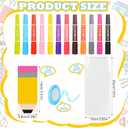 Affrolling 12 Set Erase Board with 12 Colors Markers Wool Felt Eraser Dustless Chalkboard Eraser Cleaner Wood Chalk for End of Year Gifts Office