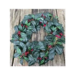  Christmas Wreath 20 in Holiday Hanging Xmas Decor Holly Berries Leaves