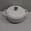 Lodge 6 Quart Enameled Cast Iron Dutch Oven with Lid  Dual Handles, Oven Safe up to 500F, Stovetop Compatible  Marinate, Cook, Bake, Refrigerate & Serve  Oyster White