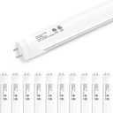 10-Pack T8 LED Tube Lights 4ft, 48 Inch Fluorescent Replacement Bulbs, 5000K Pure Daylight, Hybrid Type A+B Single/Double Ended, Frosted Lens, ETL Certified