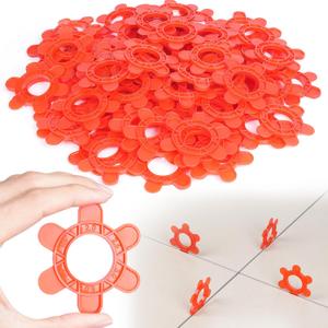 200 Pcs Reusable Hexagon Tile Spacers 15mm, 6 Sizes in 1 Large 6.7cm Plastic Tile Leveling Shims, Colour Coded Gap Clips for Wall & Floor Tiling, Fast Removal (Red)