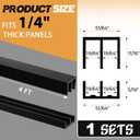 Landical 1 Set 4 ft Long Plastic Sliding Cabinet Door Track Hardware Set for 1/4" Thick Panels Glass Window Cabinet Door Track for Sliding Closet Doors, Easy Quick Installation (Black)