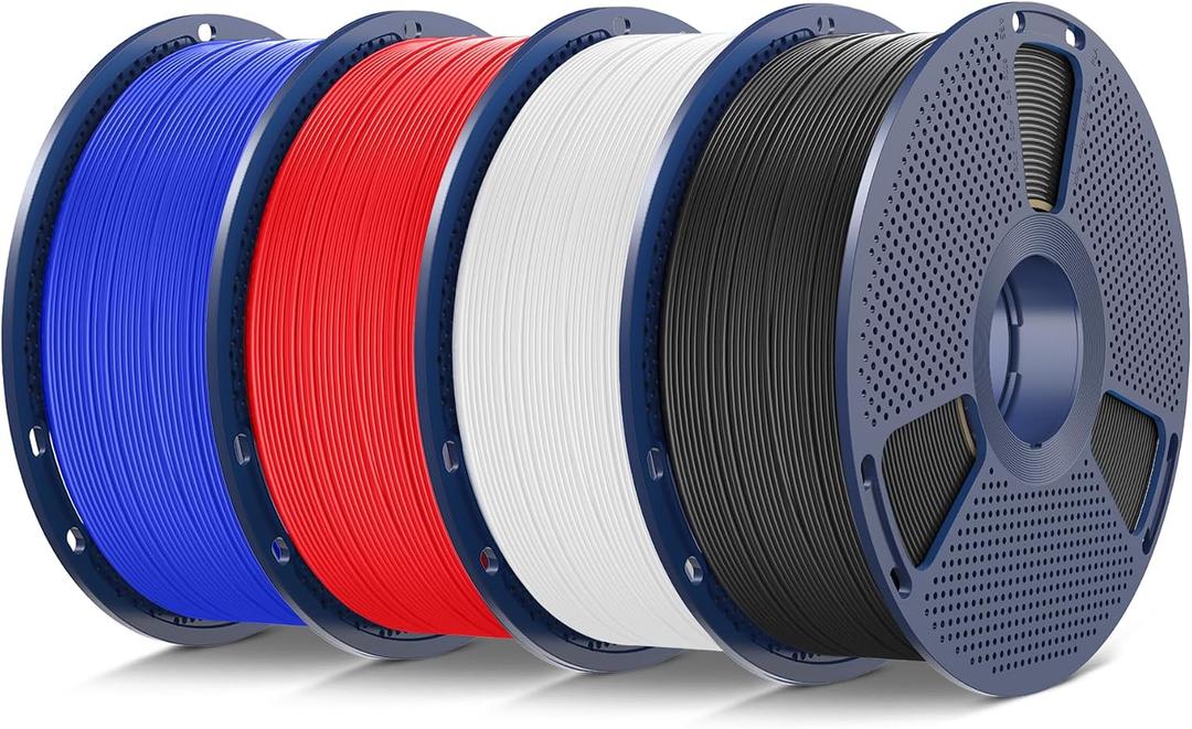 SUNLU 4kg ASA 3D Printer Filament Bundle, (Black+White+Klein Blue+Red) | UV/Rain/Heat Resistant Tough 3D Printer Filament, for Printing Outdoor Parts, 4kg in Total, 1kg per Spool, 4 Pack