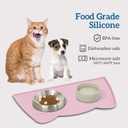 OHMO - Cat Food Mat, Silicone Pet Feeding Mat for Floor Non-Skid Waterproof Dog Water Bowl Tray, Easy to Clean Pet Placemat (Pink, 20 * 12'')