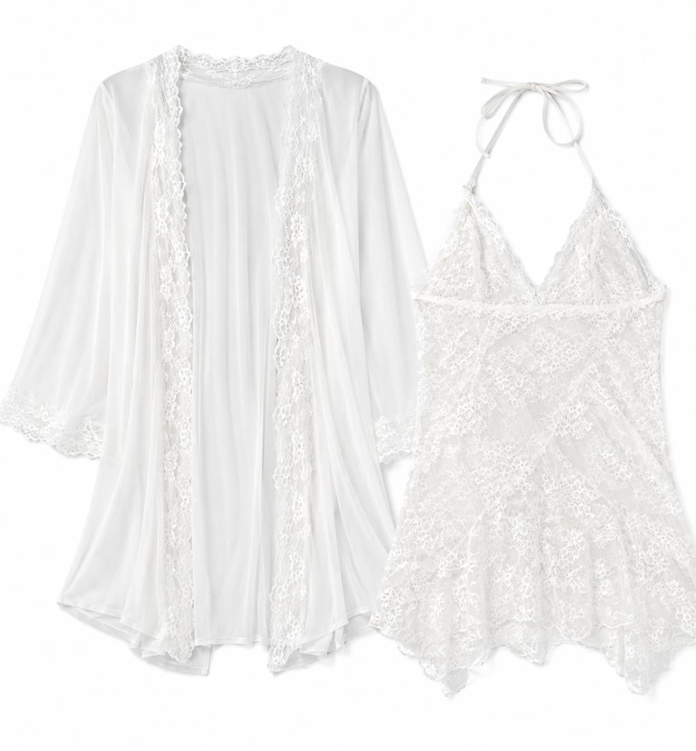 Women's Lace Lingerie, White, XL