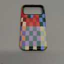 Jusy Compatible with MagSafe Checkerboard Case for iPhone 17 Pro Max, Cute Aesthetic Checkered Magnetic Phone Case, Soft TPU and Hard PC Protective Phone Cover for Women GirlsShiny - Colorful