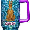 Spoontiques Scooby Doo 40oz Acrylic Travel Mug  Double Wall Acrylic with Sliding Lock Travel Lid and Straw  11" Tall