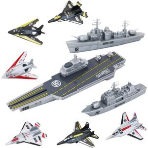 deAO Aircraft Carrier Toy Military Naval Ship Play Set with Small Scale Planes Toy, Supply Ship,Great Battleship Toys Army Men Toys for Boys Girls Kids