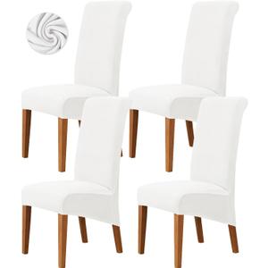 Stretch XL/Oversized Extra Large Velvet Dining Room Chair Covers for Kitchen Dining，Removable Washable Chair Protectors Slipcovers (Off White, 4)
