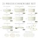 CAROTE 21pcs Pots and Pan Set Non Stick, Nonstick Induction Cookware, Cookware Set Kitchen with Detachable Handle, Removable Handle Cookware, RV Oven Safe Cookware, Cream White