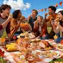 2 x 3 Tiers Thanksgiving Cupcake Stand Friendsgiving Decorations, Thanksgiving Day Turkey Maple Leaf Cardboard Cake Dessert Holder Tower Cookie Trays Decorations for Fall Decor Birthday Party Supplies