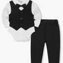 Baby Boy Clothes Suits Infant Gentleman Wedding Outfit Formal Dress Shirt Vest Bowtie Pants 4Pcs Baby Suit Sets 90