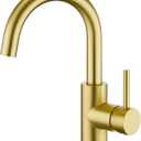 CREA Bar Sink Faucet Single Hole,Brushed Gold Faucets for Large Bathroom Basin/Small Kitchen Sink,Stainless Steel with Deck Plate,Prep Wet Bar Lavatory Vanity Outdoor