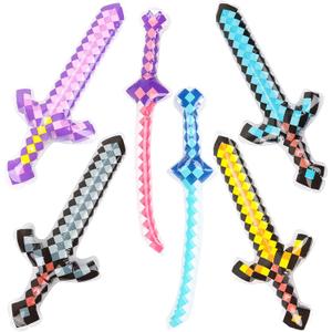 6 Pack Inflatable Pixel Weapons Set,6 Styles Inflatable Sword PVC Reusable Pool Party Props for Cosplay Theme Events