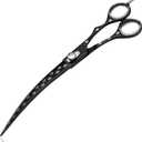 Pet Grooming Scissor Dog Blade scissor Pet Grooming Scissors Dog Hair Cutting Shears with Bag for Professional Right Hand Pet Groomer (Black Curved, 9.0")