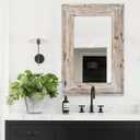 36 X 24 inch Wall Mount Wood Frame Bathroom Vanity Mirror Rustic Horizontal/Vertical Rectangle Mirror for Over Sink, Bedroom, Farmhouse Home Decor (Distressed White)