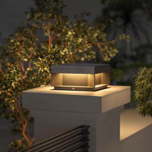 Outdoor Modern Post Light,7.87" Fence Deck Post Lights Hard Wired Square Pillar Lamp Waterproof 3000K Luxury LED Lighting Outside for Flat Surface Patio Garden Decoration (High Voltage Wired)