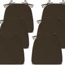 Chair Cushions for Dining Chairs Set of 6, Non Slip Kitchen Chair Pads, 17" x 16" x 2", Indoor Dining Chair Cushions with Ties, D-Shaped Seat Cushions for Kitchen Chairs, Brown