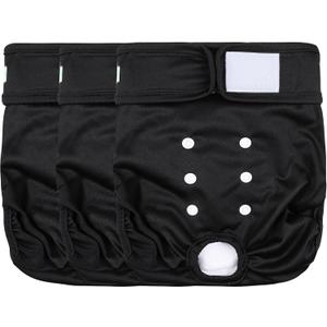 wegreeco Washable Female Dog Diapers Highly Absorbent Reusable Diapers for Dog in Heat Dog Period Diapers, 3 Pack (Black,X-Large)