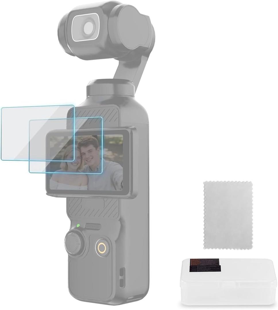 NEEWER Pocket 3 Screen Protector Kit (2 Pack) Compatible with DJI Osmo Pocket 3 Creator Combo Accessories, 9H HD Anti Scratch Tempered Glass Protective Touchscreen Film, CA141