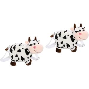 2pcs Bags Plush Woman Small Outdoor Girls Cross Shopping with Messenger Coin Adjustable Purse Shoulder Bag Daily Shaped Gift Portable Hand Kids Body Cow Purses Strap Print Cartoon