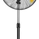 20 Inch Industrial Pedestal Fan, 5000 CFM High Velocity Air Circulator, 3-Speed Heavy Duty Metal Fan with Oscillation & Wheels for Warehouse, Garage, Shop UL Listed
