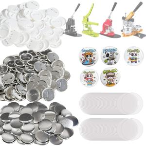 VEVOR 500 Sets 2.25 inch 58mm Pin Back Button Parts, DIY Round Button Badge Parts, Set Includes Metal Top, Clear Film, Plastic/Metal Button, and Blank Paper for Gifts Presents, Machine NOT Included