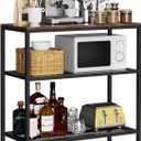 Kitchen Island with 3 Tier Storage, Height-Adjustable Kitchen Shelf, Microwave Stand for Dining, Sturdy Metal Frame, 30.7" L x 13.77" D x 31.51" H,Rustic Brown and Black