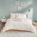 Intelligent Design Kids Quilt Set Cotton Jacquard Weave Colorful Poms Accent All Season Shabby Chic Bedding Coverlet Bedspred, Girls Bedroom Dcor, Full/Queen, Pom-poms Ivory