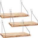 Fabric Wall Cubicle Shelf with Hooks for Work Decor, 11.8' Wooden Cubicle Organizer Storage Shelf with Hangers Cubicle Accessories for Women Men Desk, 3 Pack