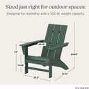 POLYWOOD Modern Adirondack Chair – All-Weather Outdoor Lawn Adirondack Chairs – HDPE, Fade-Resistant & Durable Outdoor Furniture – For Patio, Deck & Fire Pit Chairs – Green, 32.11in. x 29.25in. x 34.66in.