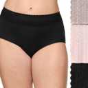 Warner's Women's No Pinching No Problems Dig-Free Cotton Blend High-Waist 3-Pack Brief Rs2093p (Medium, Blush/ Mink/ Black)