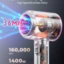 Hair Dryer, 160000RPM with 500M Ionic Negative, Blow Dryer with Diffuser, Fast Drying Hairdryer for Women and Men, Thermo-Control Lightweight Quiet for Curly Hair, Home Travel Salon