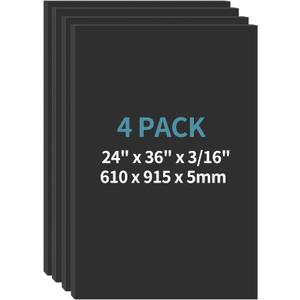 4 Pack Foam Board 24"x36", 3/16 Inch Thickness Black Poster Board, Double-Sided Acid-Free Foam Core Board, Large Lightweight Polystyrene Mat Board for Painting, Display, Craft & School Projects