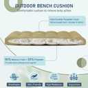 downluxe Outdoor Bench Cushion for Patio Furniture, Water Resistant Tufted Overstuffed Porch Swing Cushions, Thick Outdoor Loveseat Cushions, 44" X 19" X 5", Khaki, Set of 1
